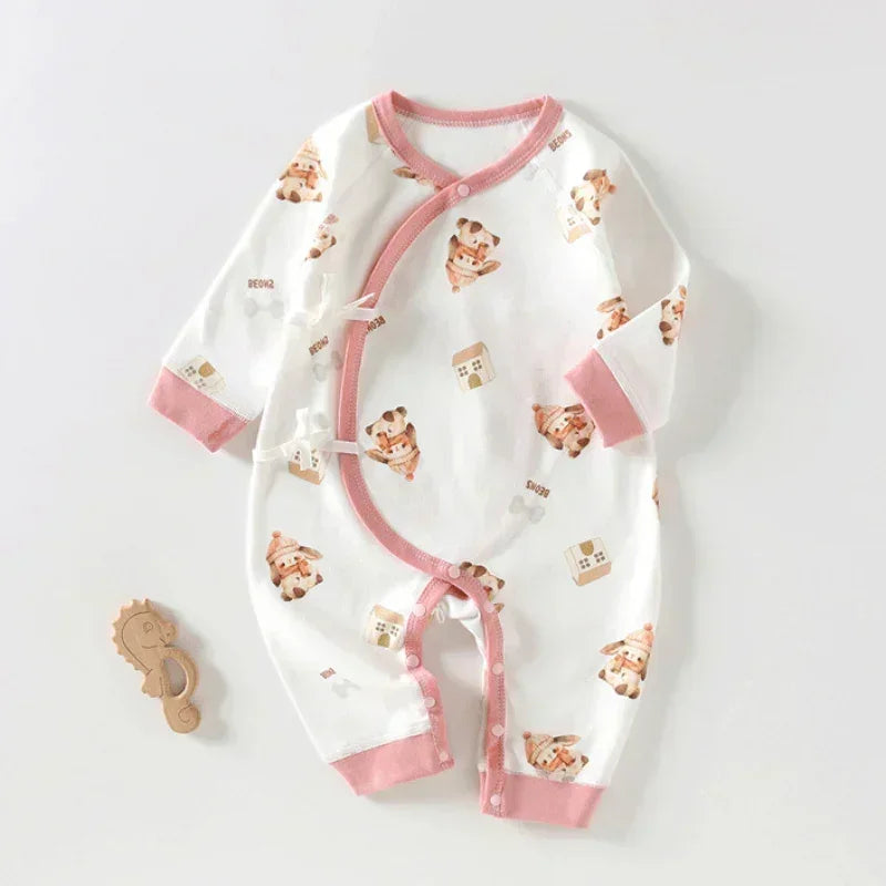 100% Cotton Long Sleeve Kimono Romper - Sika Deer - Organic Cotton Clubs