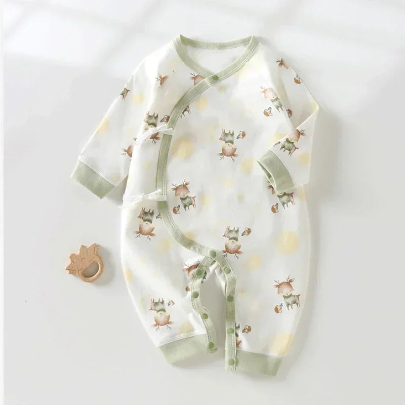 100% Cotton Long Sleeve Kimono Romper - Zebra