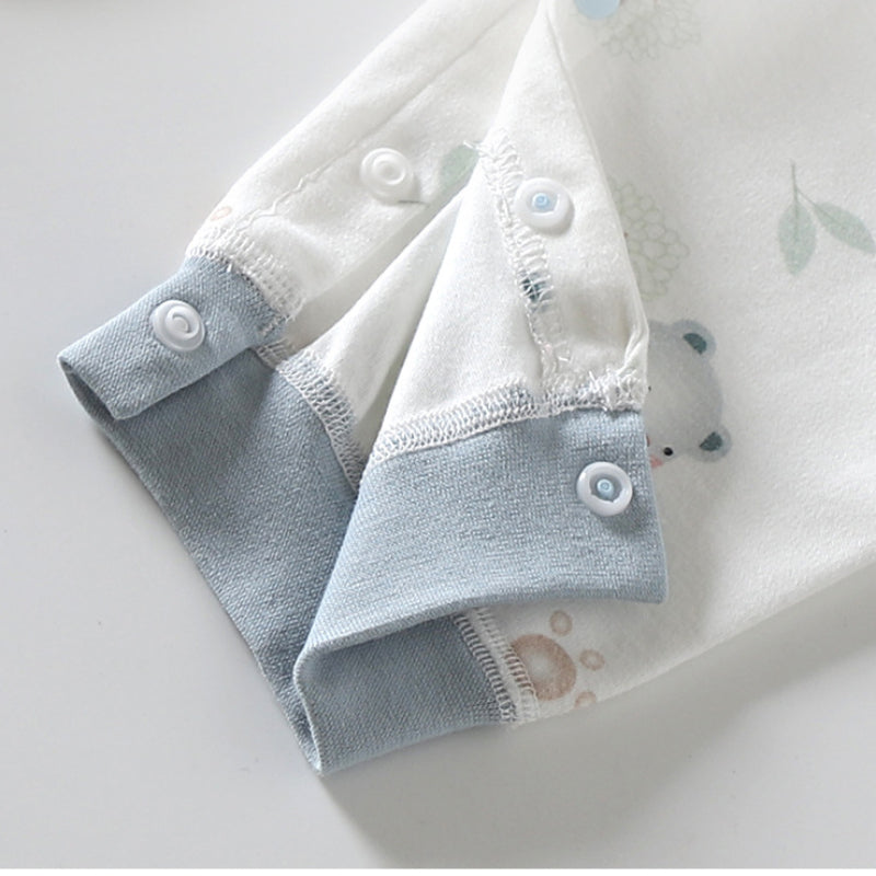 100% Cotton Long Sleeve Side-Snap Romper - Blue Koala - Organic Cotton Clubs