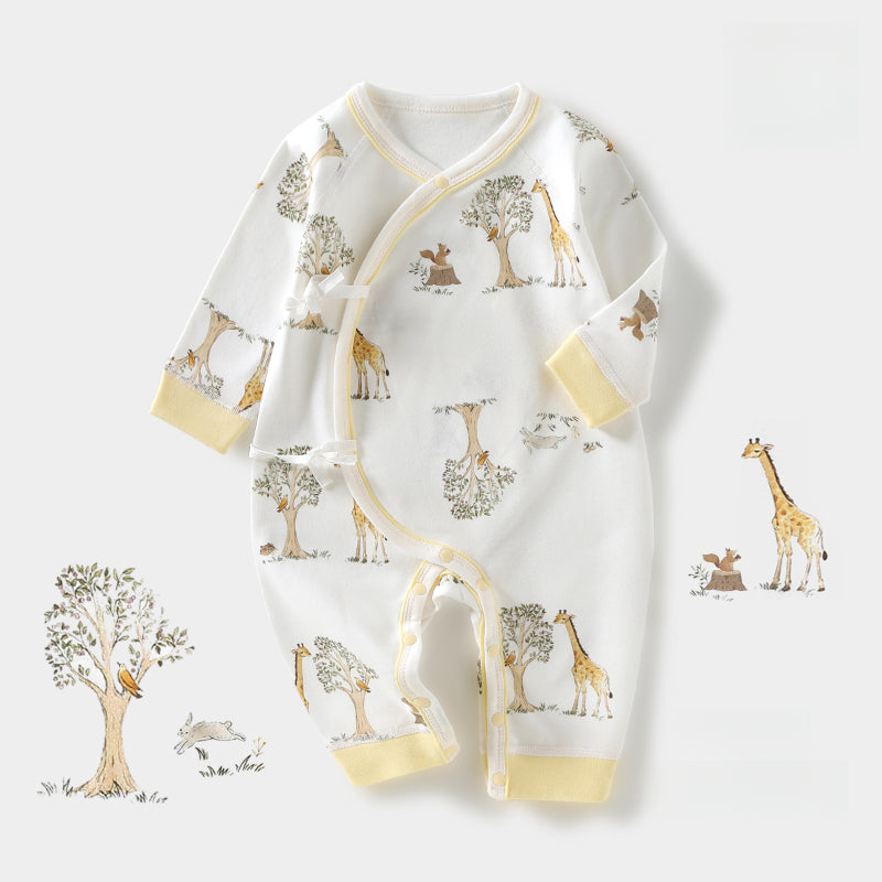 100% Cotton Long Sleeve Kimono Romper - Brown Bear - Organic Cotton Clubs