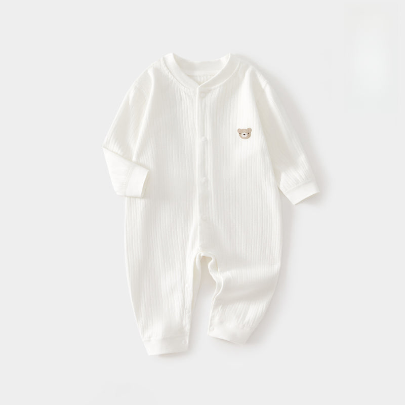100% Cotton Long Sleeve Snap-Up Romper - Yellow Bear - Organic Cotton Clubs