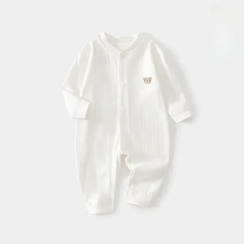 100% Cotton Long Sleeve Snap-Up Romper - Yellow Bear - Organic Cotton Clubs