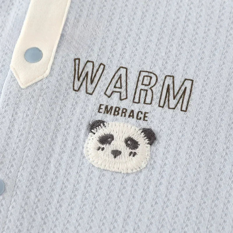 100% Cotton Long Sleeve Romper - Yellow Panda - Organic Cotton Clubs