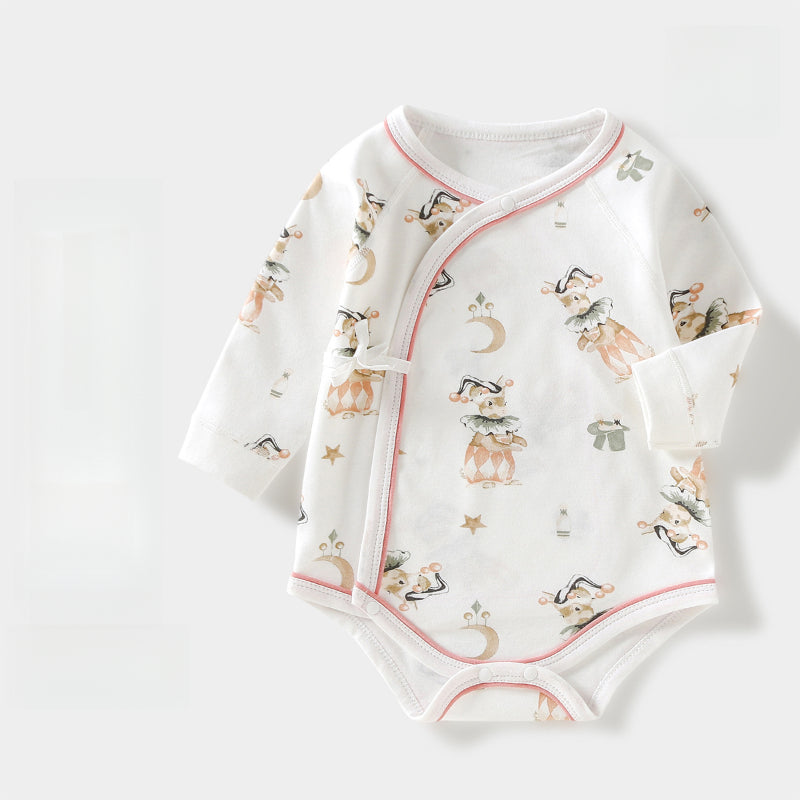 100% Cotton Long Sleeve Kimono Bodysuit - Pink Bunny - Organic Cotton Clubs