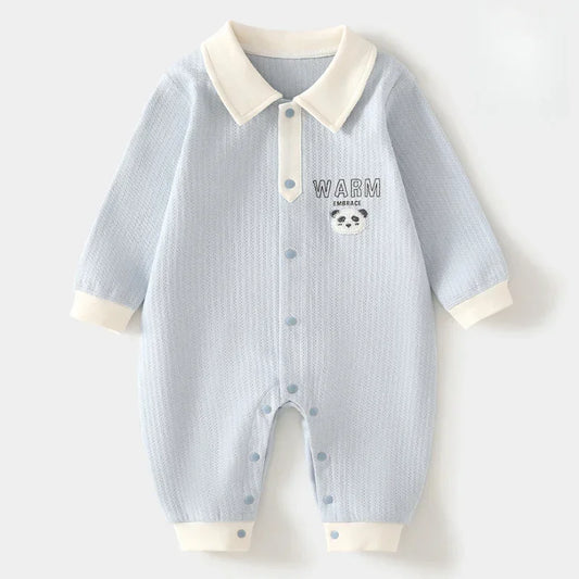 100% Cotton Long Sleeve Romper - Yellow Panda - Organic Cotton Clubs