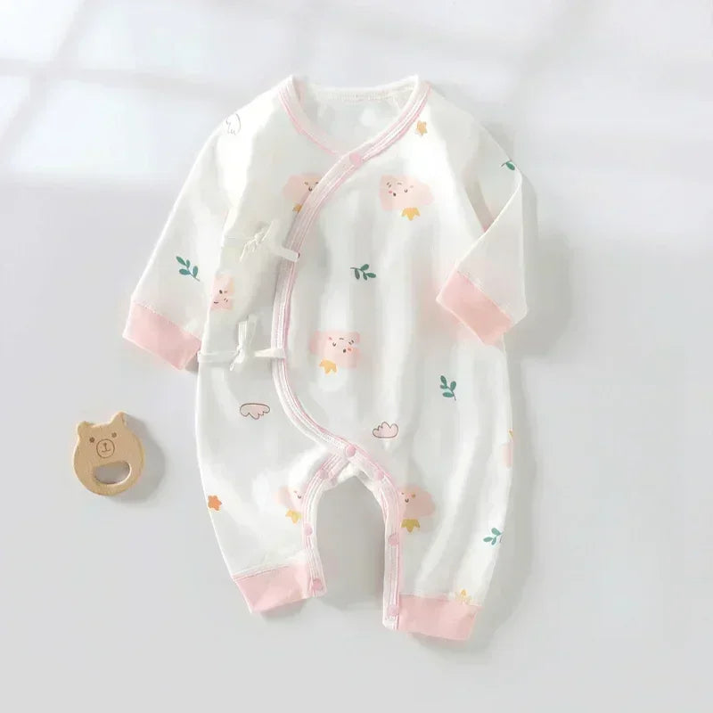 100% Cotton Long Sleeve Kimono Romper - Brown Bear - Organic Cotton Clubs