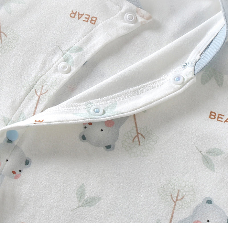 100% Cotton Long Sleeve Side-Snap Romper - Blue Koala - Organic Cotton Clubs