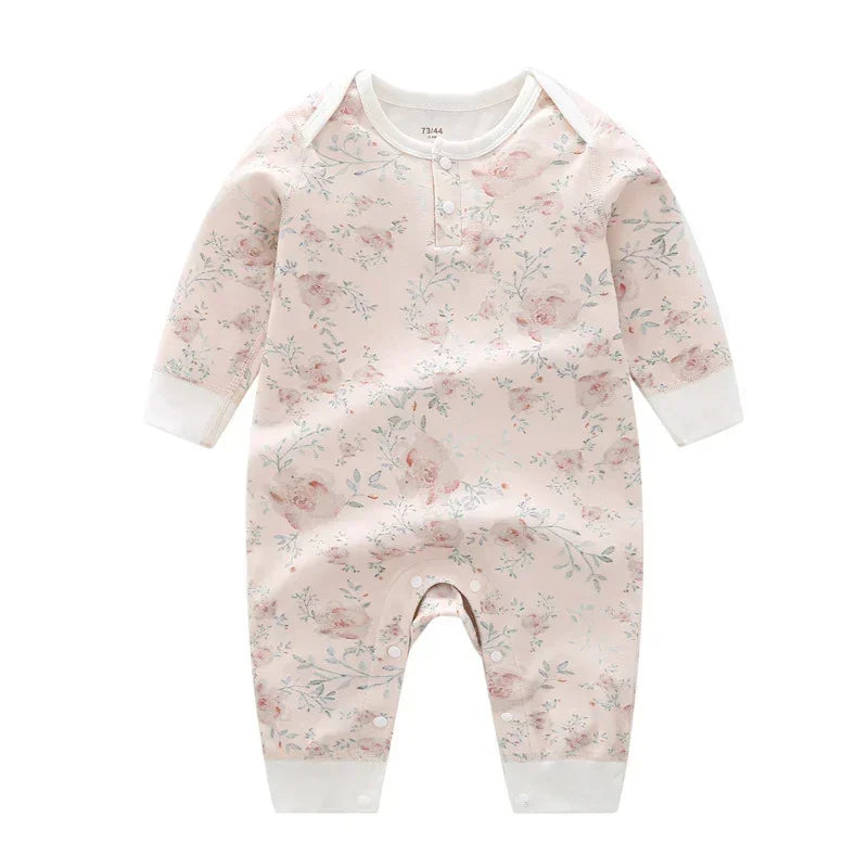 100% Organic Cotton Long Sleeve Romper - Leaves - Organic Cotton Clubs
