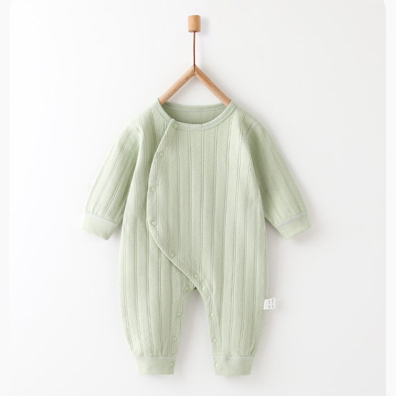 100% Cotton Long Sleeve Side-Snap Romper - Brown - Organic Cotton Clubs