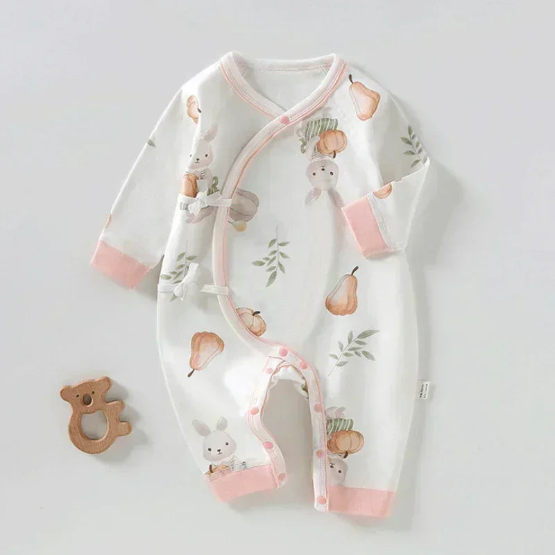 100% Cotton Long Sleeve Kimono Romper - Brown Bear - Organic Cotton Clubs
