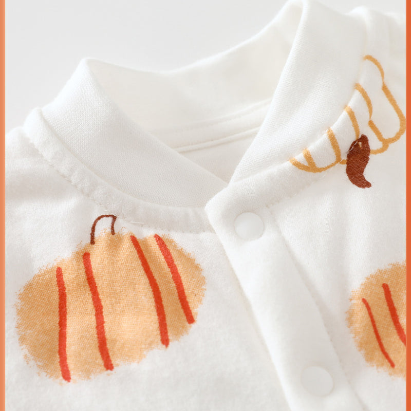 100% Cotton Long Sleeve Quilted Romper - Halloween with Pumpkin - Organic Cotton Clubs