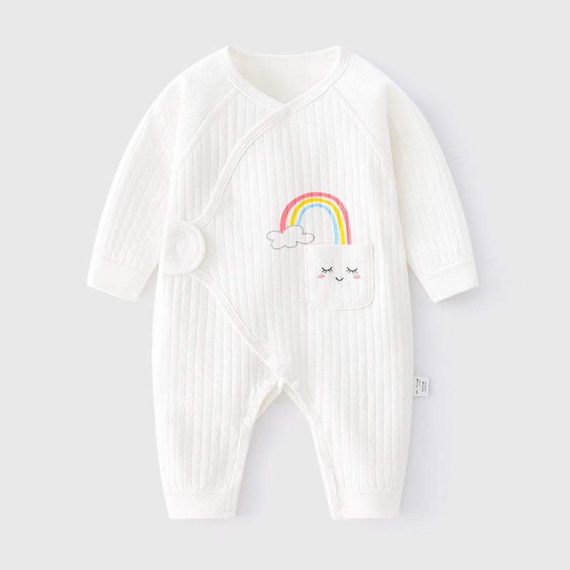 100% Cotton Long Sleeve Romper with Velcro Closure - Tiger - Organic Cotton Clubs