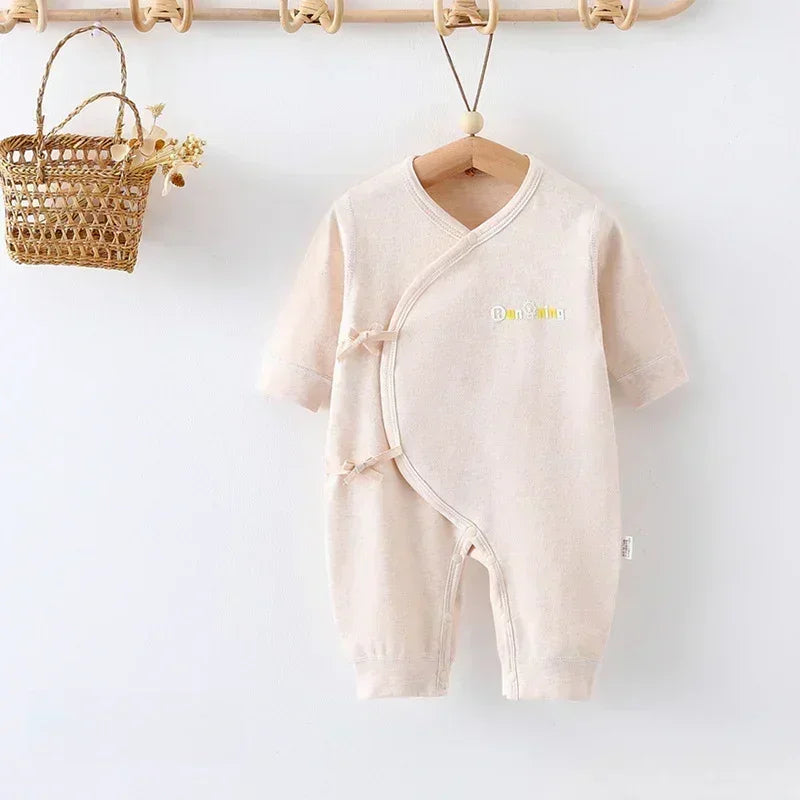 Cotton Long Sleeve Kimono Romper - Gray Stripe - Organic Cotton Clubs