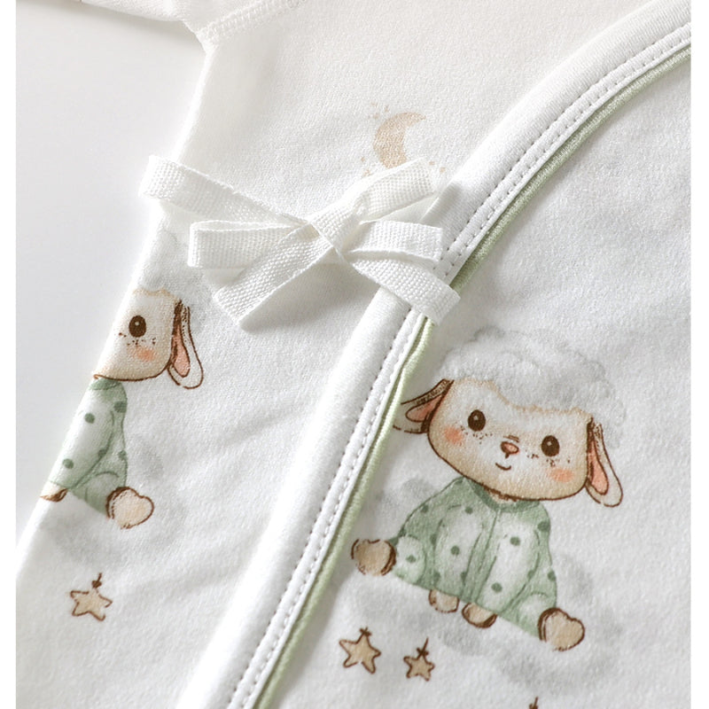 100% Cotton Long Sleeve Kimono Bodysuit - Pink Bunny - Organic Cotton Clubs