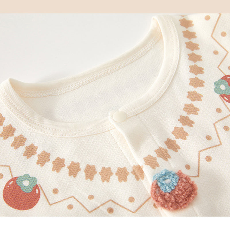 Cotton Long Sleeve Snap-Up Bodysuit - Little Flower - Organic Cotton Clubs