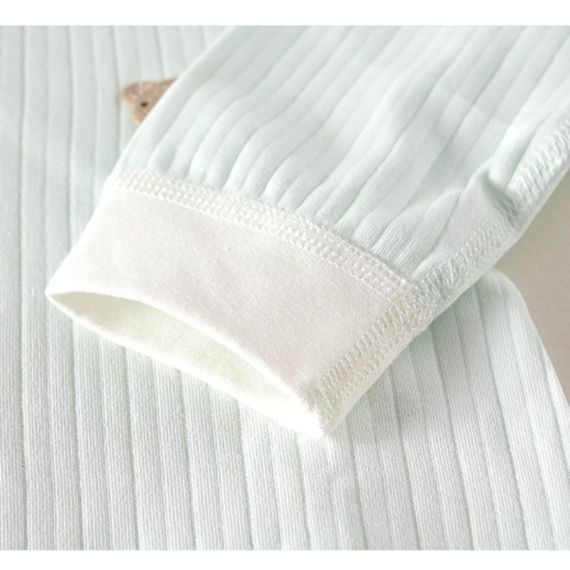 100% Cotton Long Sleeve Snap-Up Romper - Yellow Bear - Organic Cotton Clubs