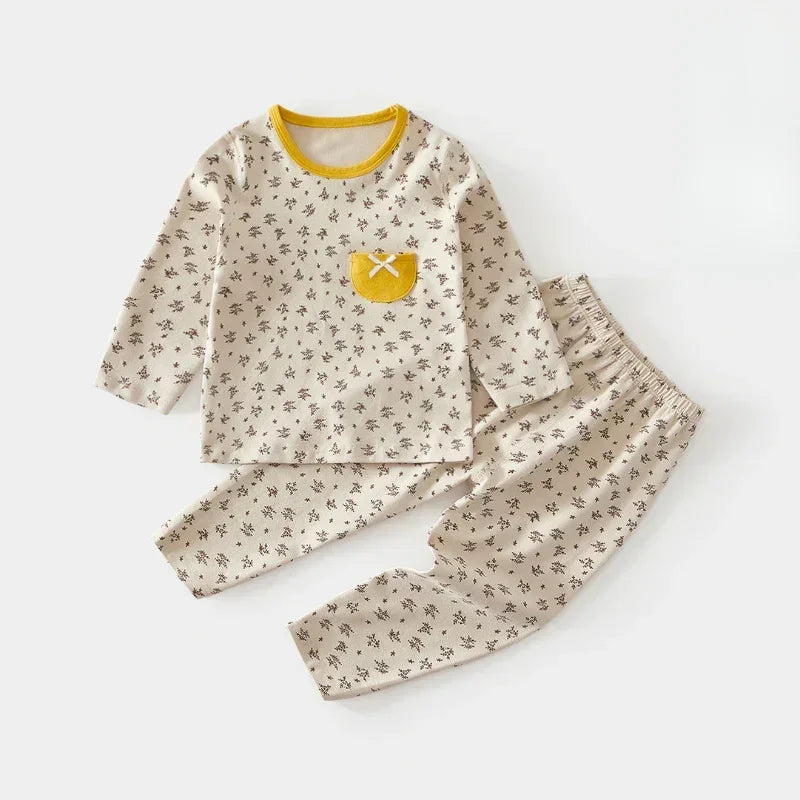 100% Cotton Long Sleeve Top & Pants Set - Brown Plaid - Organic Cotton Clubs