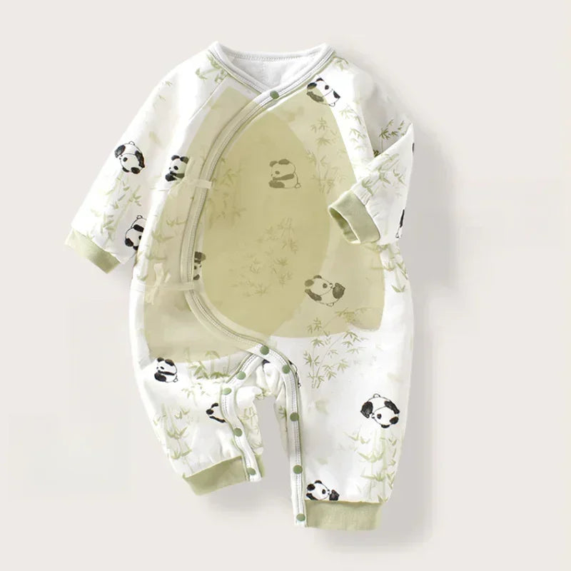 100% Cotton Long Sleeve Kimono Romper - Zebra