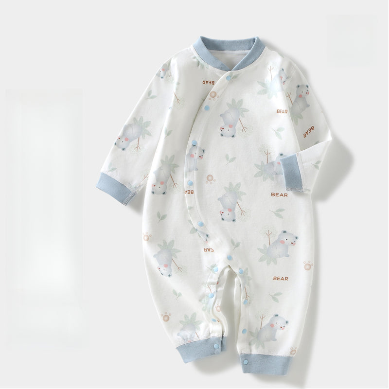 100% Cotton Long Sleeve Side-Snap Romper - Blue Koala - Organic Cotton Clubs