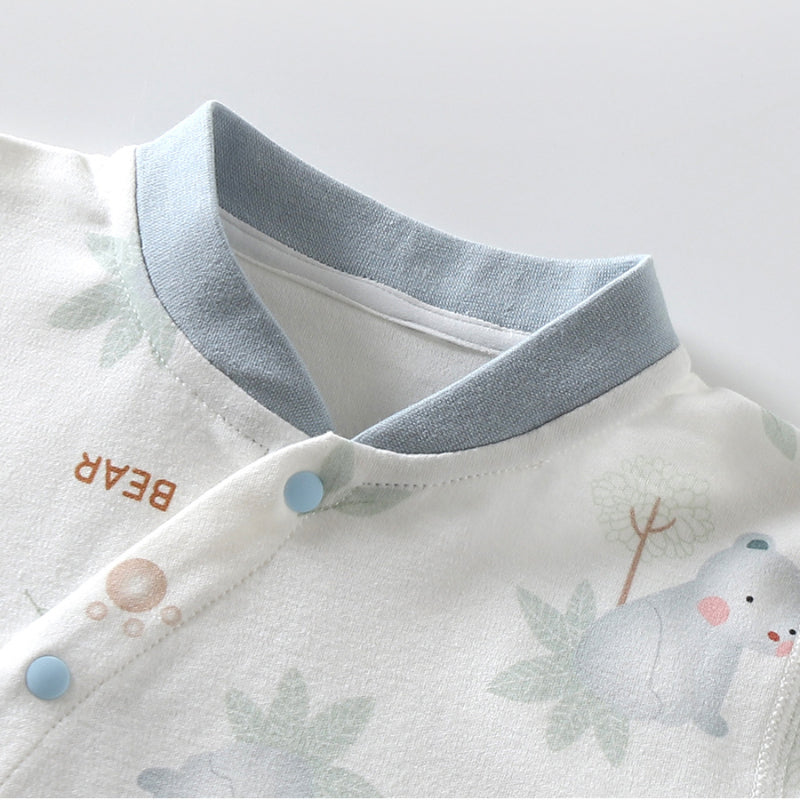 100% Cotton Long Sleeve Side-Snap Romper - Blue Koala - Organic Cotton Clubs