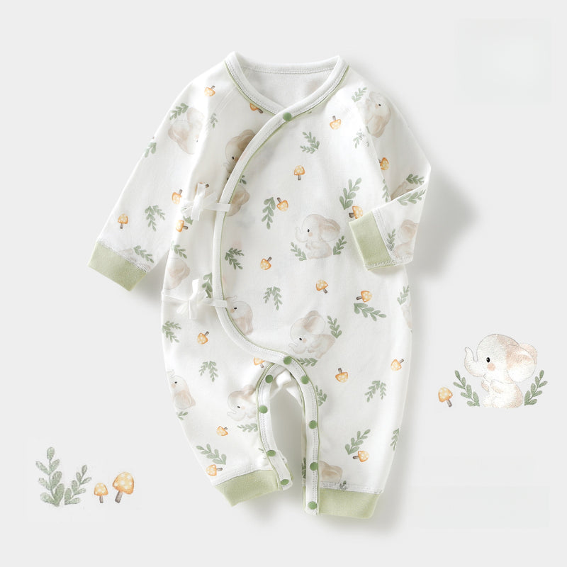 100% Cotton Long Sleeve Kimono Romper - Brown Bear - Organic Cotton Clubs