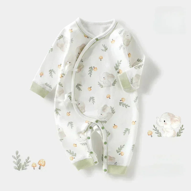 100% Cotton Long Sleeve Kimono Romper - Brown Bear - Organic Cotton Clubs