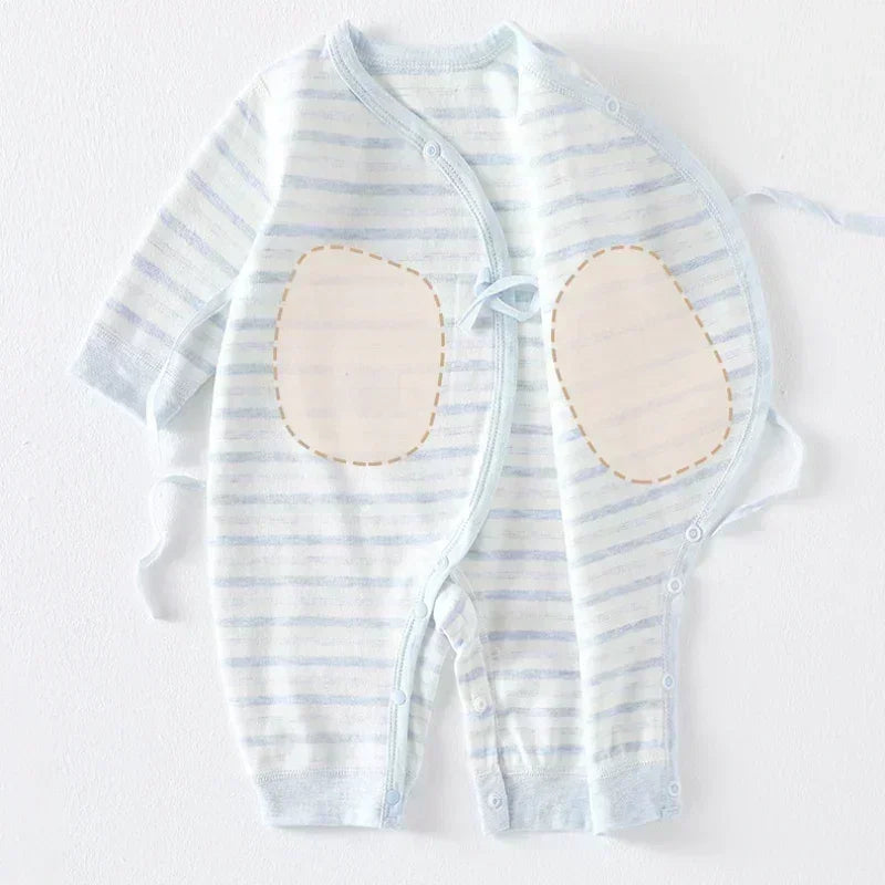 Cotton Long Sleeve Kimono Romper - Gray Stripe - Organic Cotton Clubs
