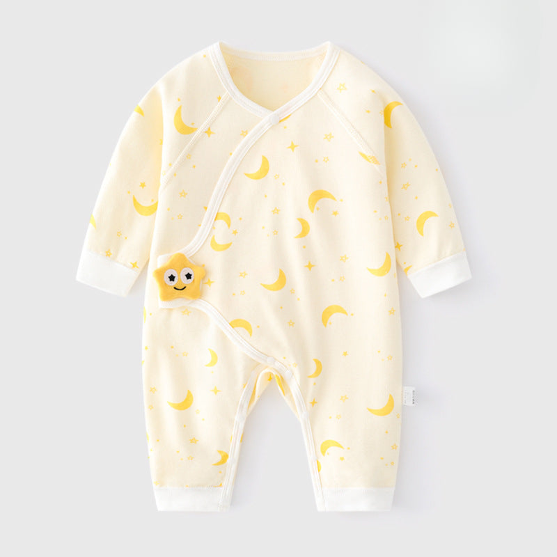 100% Cotton Long Sleeve Romper with Velcro Closure - Tiger - Organic Cotton Clubs