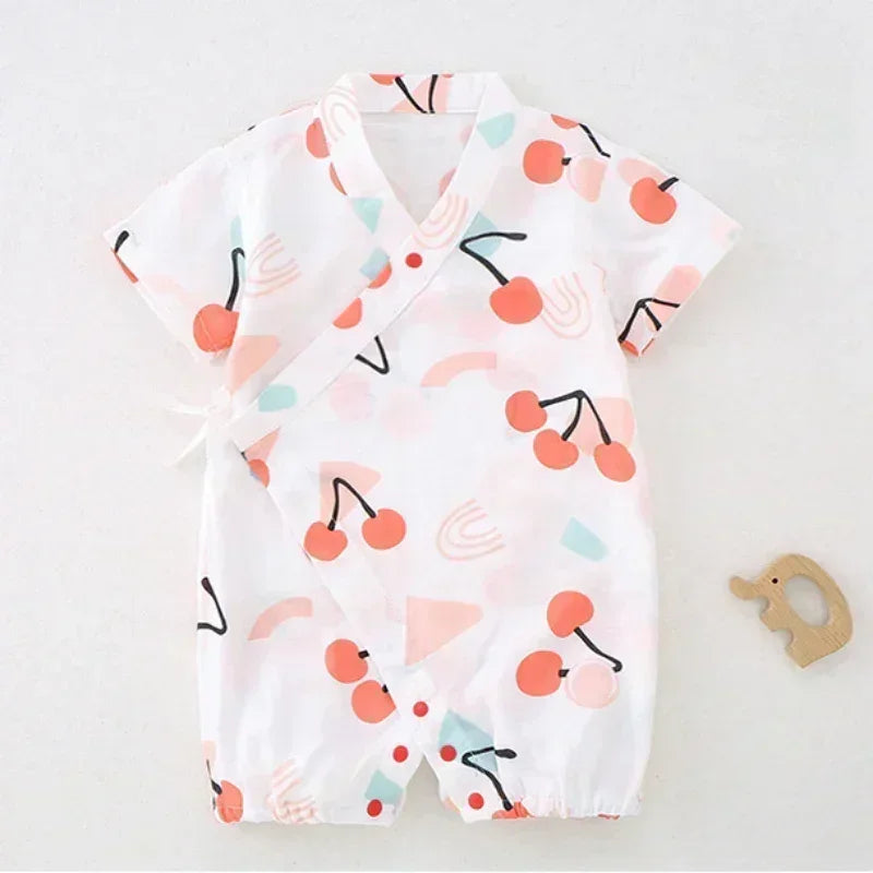 Cotton & Bamboo Muslin Short Sleeve Romper - Goose - Organic Cotton Clubs