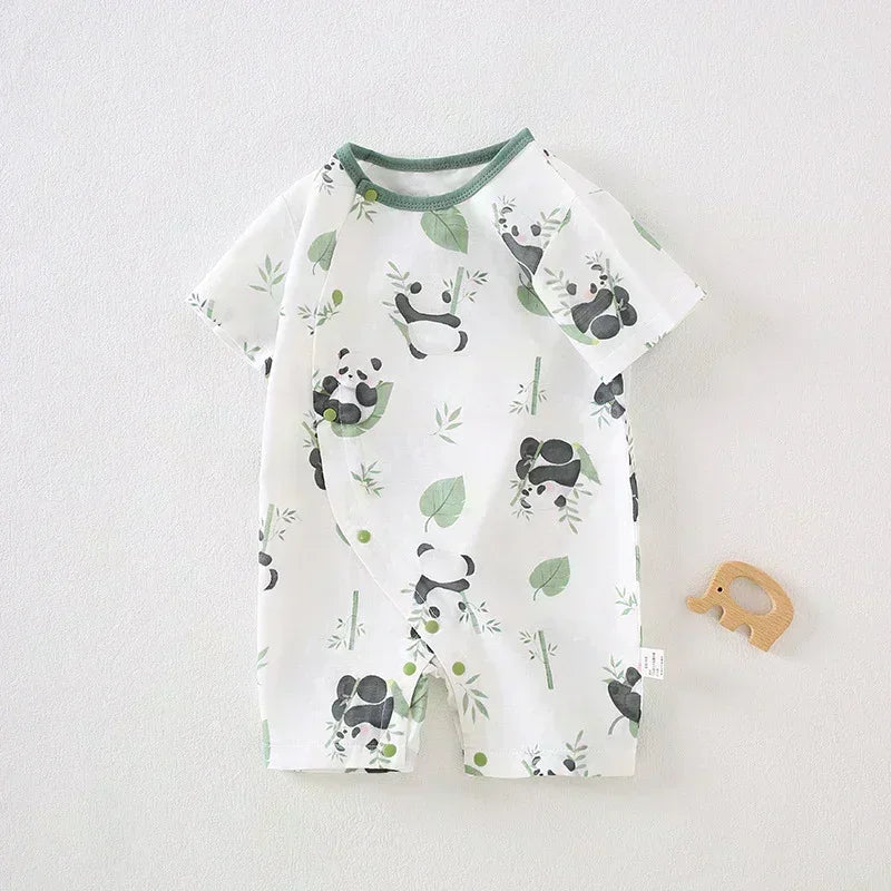 Cotton & Bamboo Muslin Short Sleeve Romper - Pear & Bunny - Organic Cotton Clubs