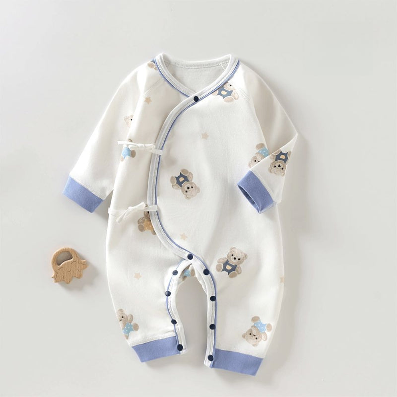 100% Cotton Long Sleeve Kimono Romper - Brown Bear - Organic Cotton Clubs
