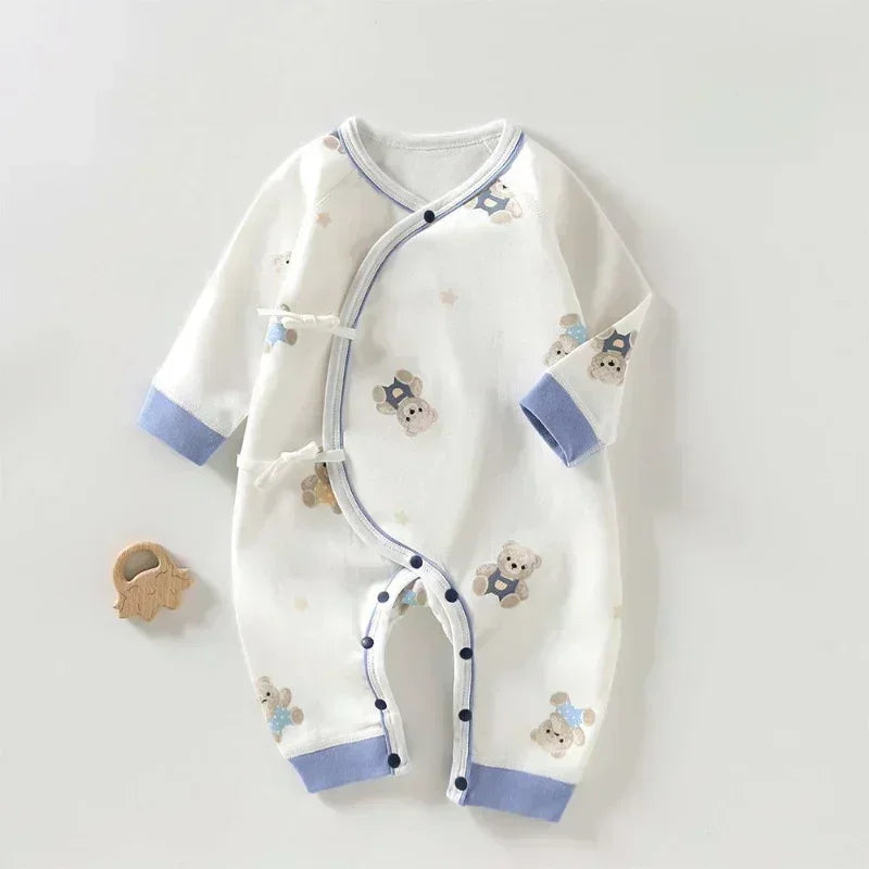 100% Cotton Long Sleeve Kimono Romper - Brown Bear - Organic Cotton Clubs