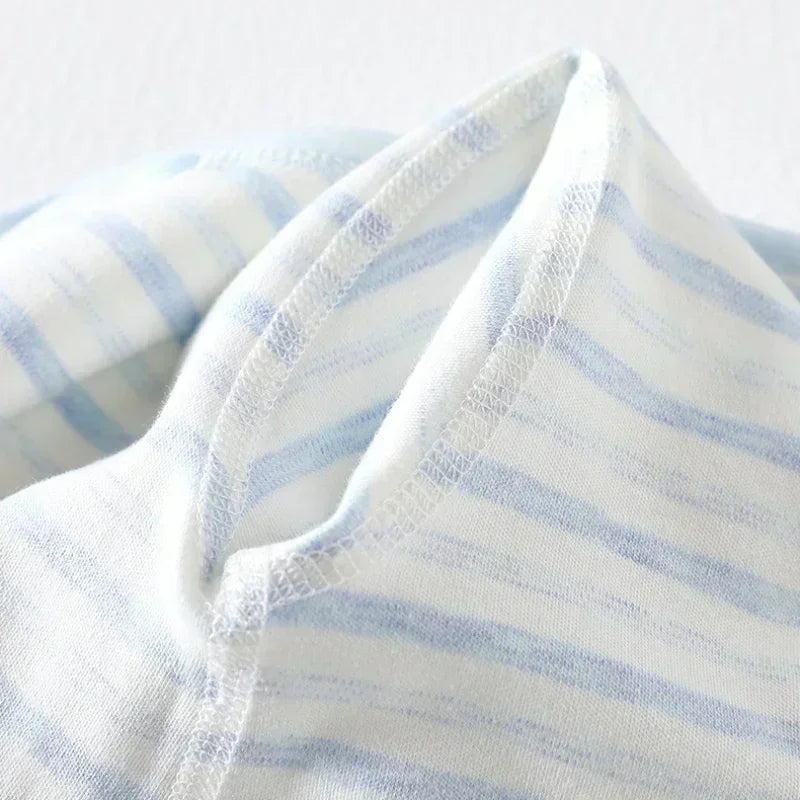 Cotton Long Sleeve Kimono Romper - Gray Stripe - Organic Cotton Clubs