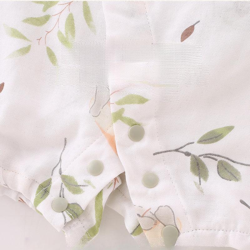 Cotton & Bamboo Muslin Short Sleeve Romper - Goose - Organic Cotton Clubs