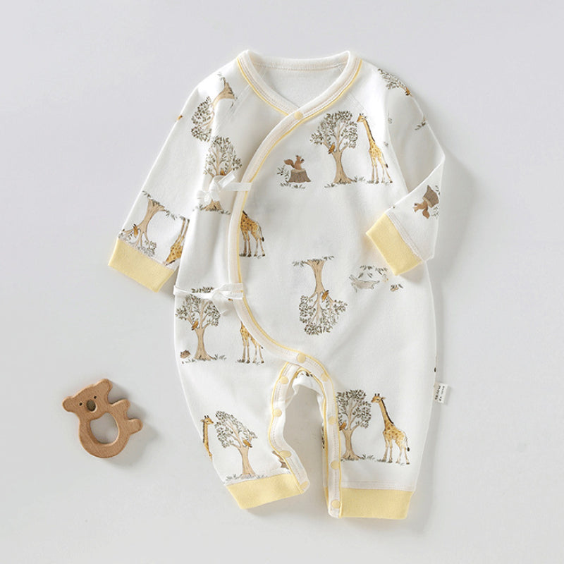 100% Cotton Long Sleeve Kimono Romper - Brown Bear - Organic Cotton Clubs