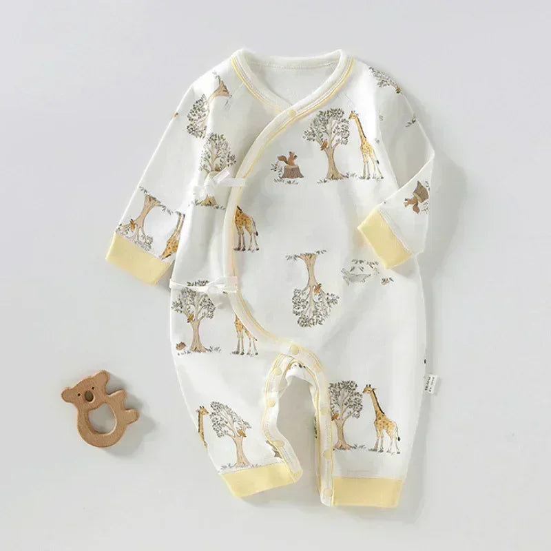 100% Cotton Long Sleeve Kimono Romper - Brown Bear - Organic Cotton Clubs