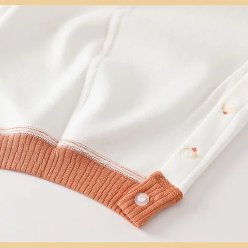 Cotton Long Sleeve Snap-Up Romper - Yellow Cat - Organic Cotton Clubs