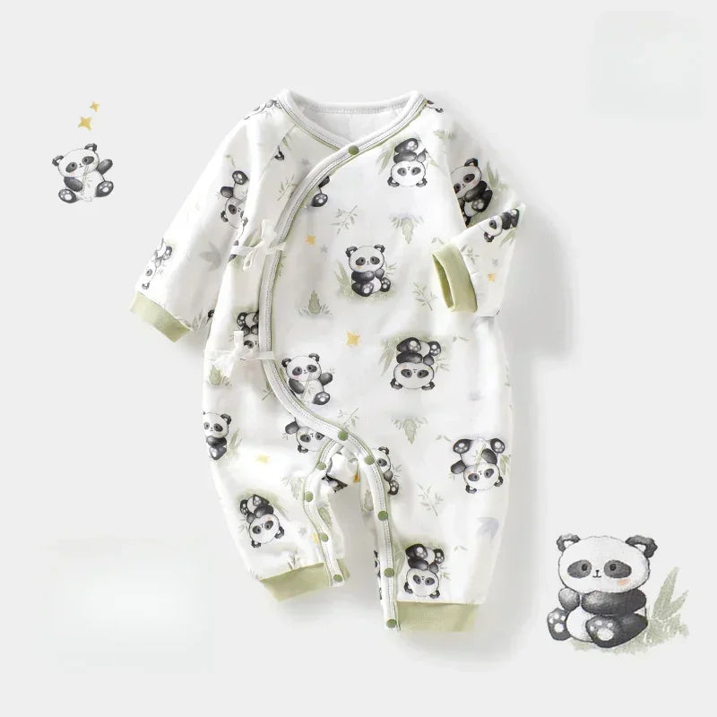 100% Cotton Long Sleeve Kimono Romper - Zebra