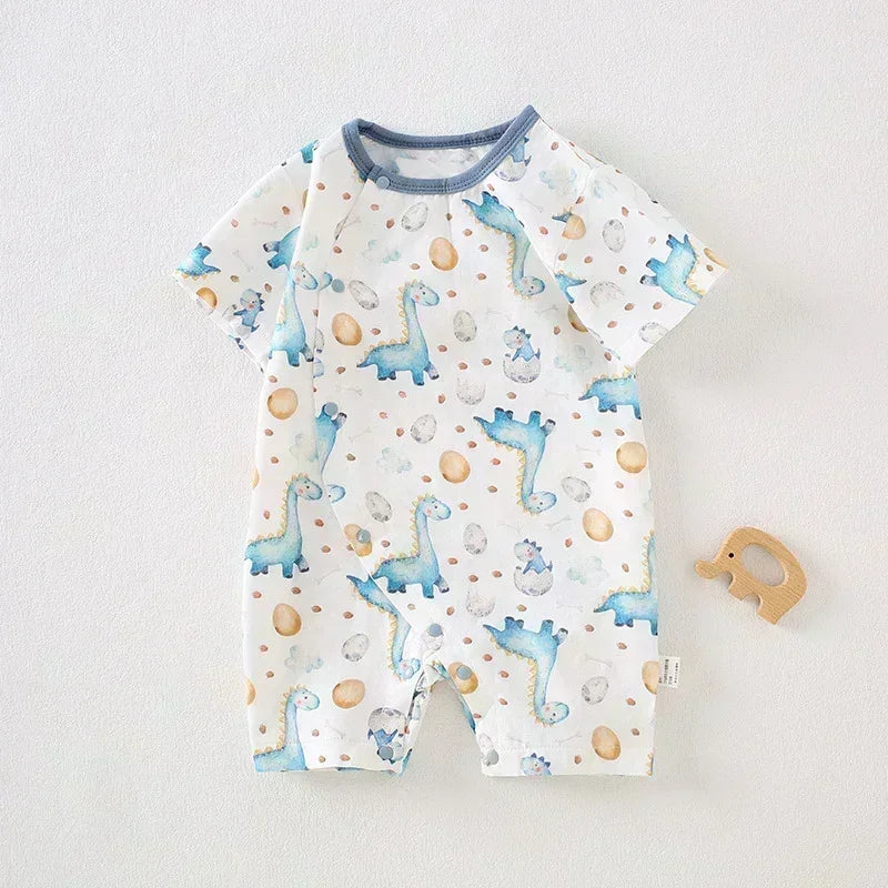 Cotton & Bamboo Muslin Short Sleeve Romper - Pear & Bunny - Organic Cotton Clubs