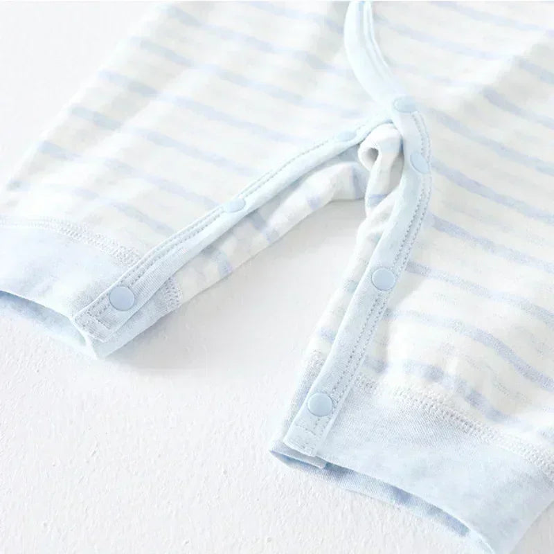 Cotton Long Sleeve Kimono Romper - Gray Stripe - Organic Cotton Clubs