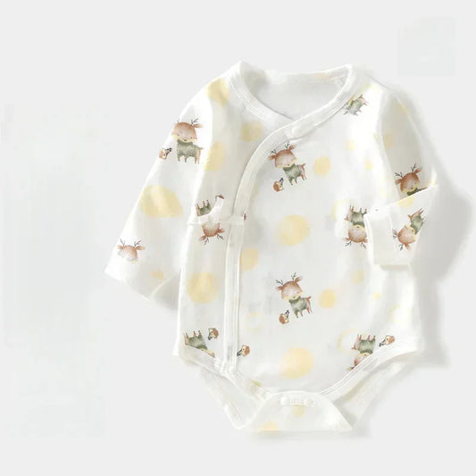 100% Cotton Long Sleeve Kimono Bodysuit - Sika Deer - Organic Cotton Clubs