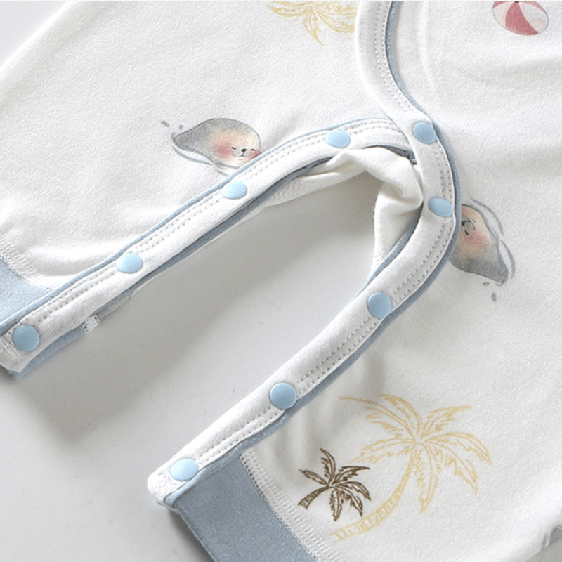 100% Cotton Long Sleeve Kimono Romper - Brown Bear - Organic Cotton Clubs