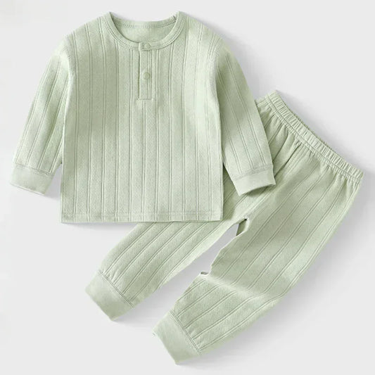 100% Cotton Long Sleeve Top & Pants Set- Brown - Organic Cotton Clubs