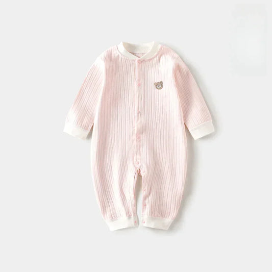 100% Cotton Long Sleeve Snap-Up Romper - Yellow Bear - Organic Cotton Clubs