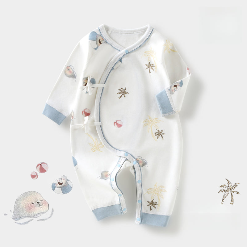 100% Cotton Long Sleeve Kimono Romper - Brown Bear - Organic Cotton Clubs