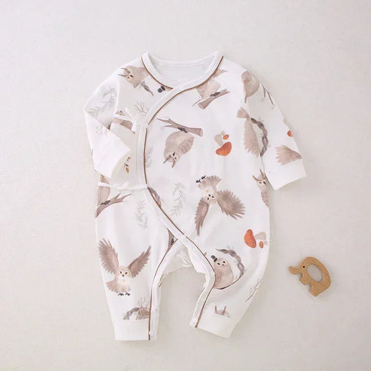 100% Cotton Long Sleeve Romper - Owl - Organic Cotton Clubs