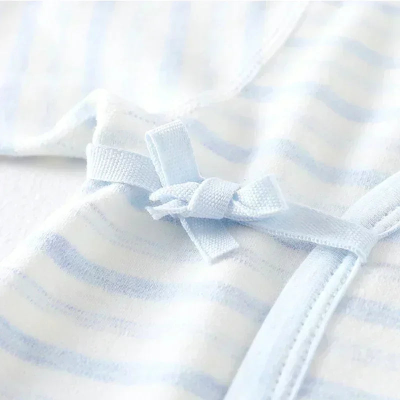 Cotton Long Sleeve Kimono Romper - Gray Stripe - Organic Cotton Clubs
