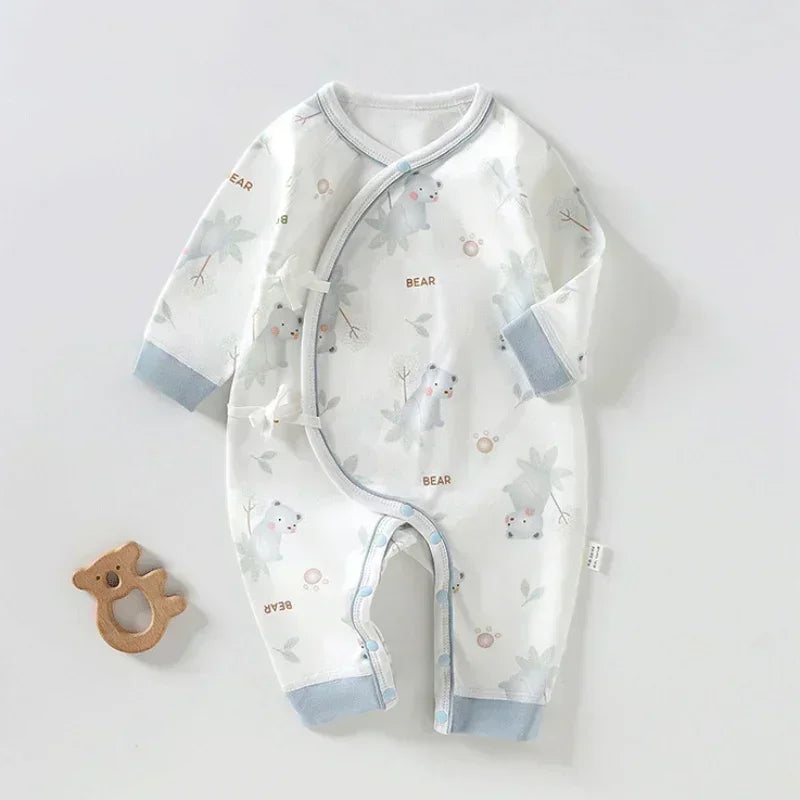 100% Cotton Long Sleeve Kimono Romper - Brown Bear - Organic Cotton Clubs