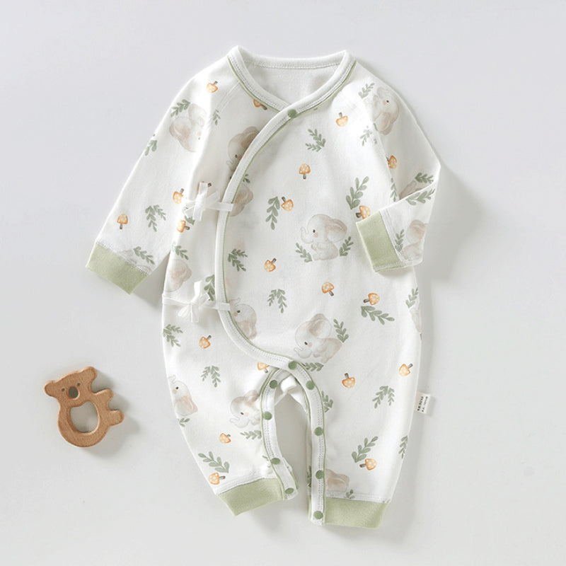 100% Cotton Long Sleeve Kimono Romper - Brown Bear - Organic Cotton Clubs
