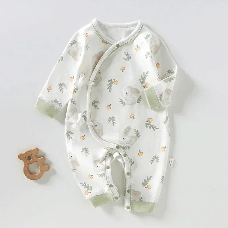 100% Cotton Long Sleeve Kimono Romper - Brown Bear - Organic Cotton Clubs